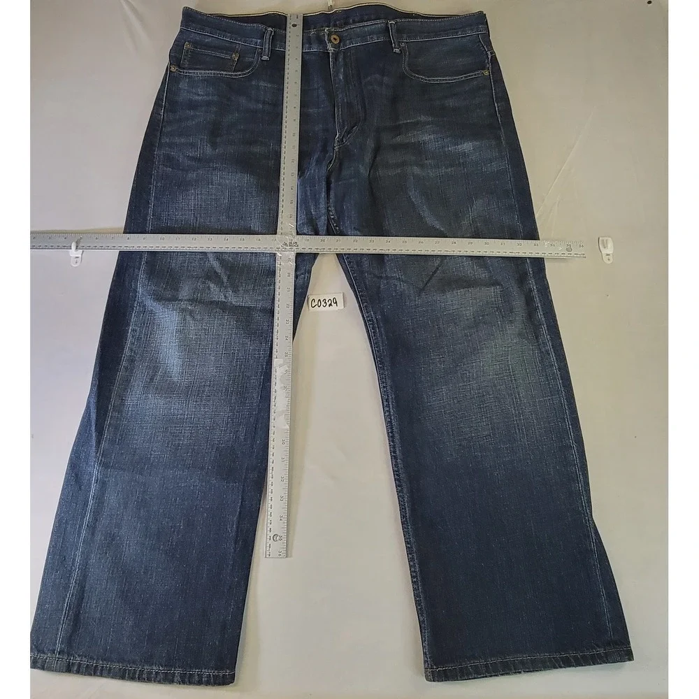 Levis Mens Straight Leg Dark Wash Denim Jeans Indigo Blue 38x31